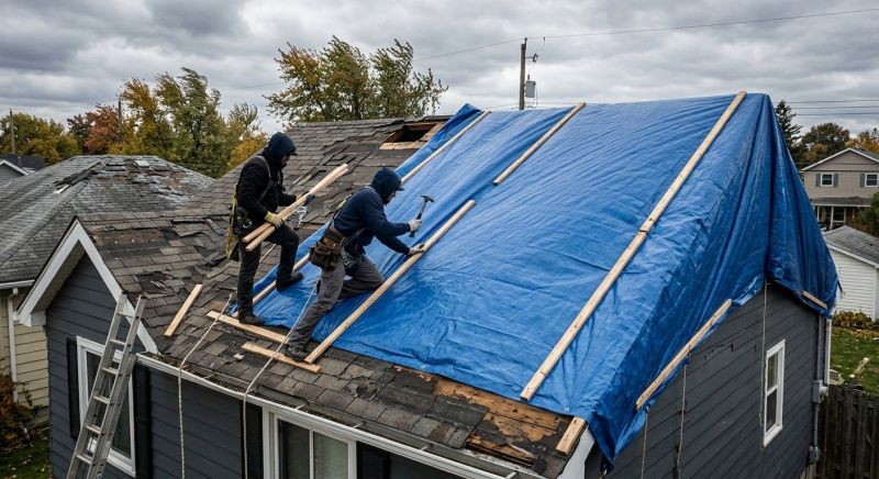 Storm Damage Roof Tarping in Stark County, OH